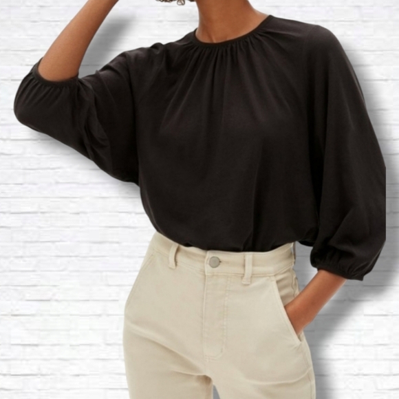Everlane Tops - Everlane The Air Poet Black 3/4 Sleeve Crewneck Tee Shirt Size S